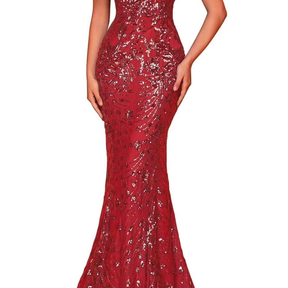 Glamorous Scarlet Sequin Prom Dress